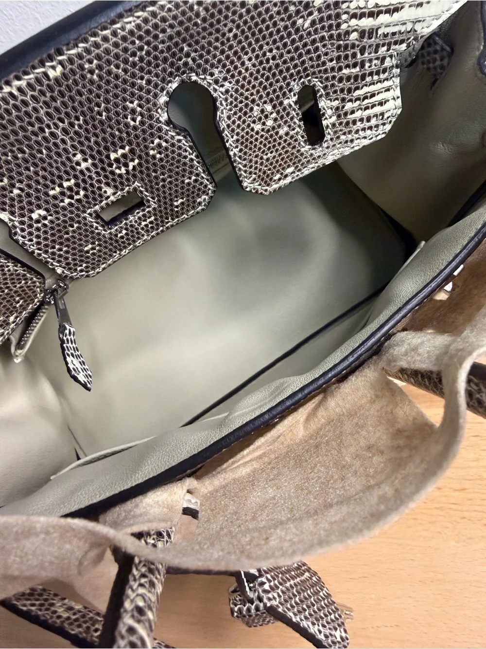 H Ombre genuine Varanus Salvator ring Lizard Birkin 25 Retourne PHW soldout rare - Picture 4 of 9
